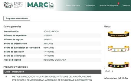 IMPI entrega a sinaloense marca "Soy el ratón", apodo de Ovidio Guzmán, para vender joyas