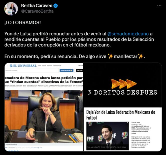Yon de Luisa prefirió renunciar antes de venir al Senado, asegura una senadora de Morena
