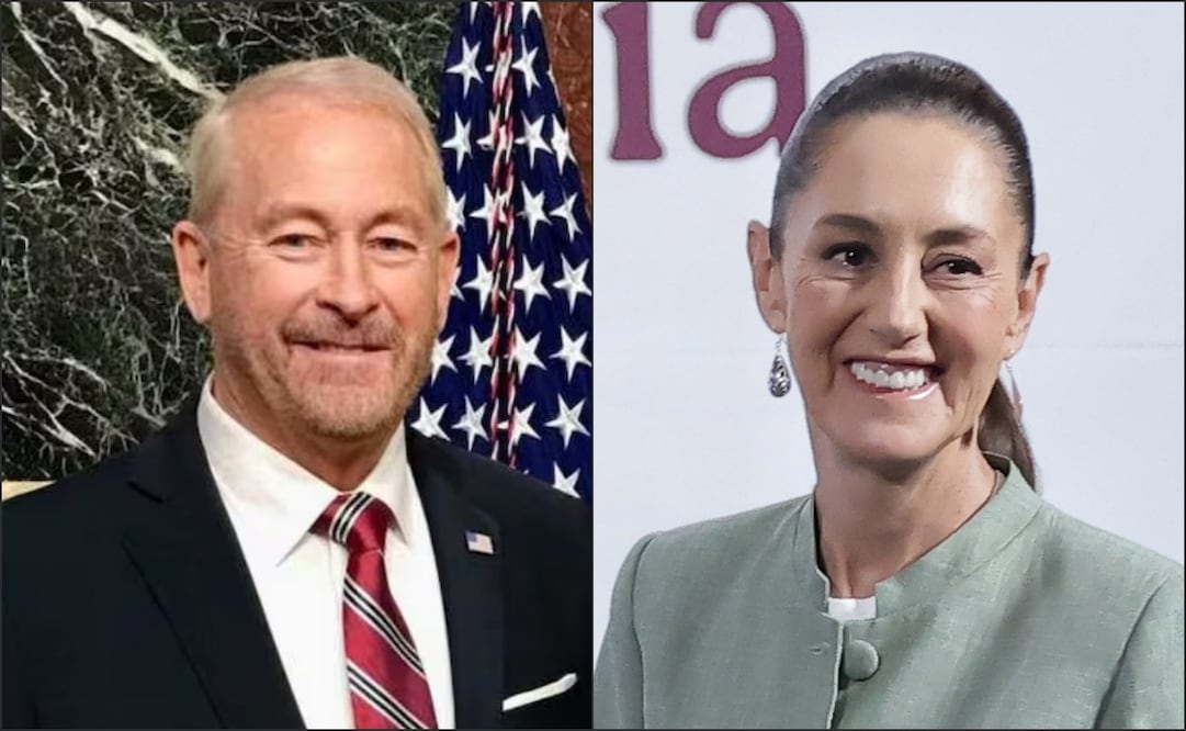 Ronald Johnson, embajador de Estados Unidos en México y la Presindeta Claudia Sheinbaum. Foto: Especial y Fernanda Rojas / EL UNIVERSAL