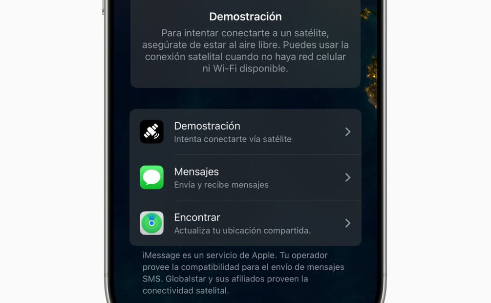 Para los mensajes vía satélite se necesita un iPhone 14 o posterior con iOS 18.4 o posterior instalado. | Foto: cortesía Apple