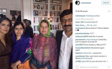 Salma Hayek meets Malala Yousafzai 