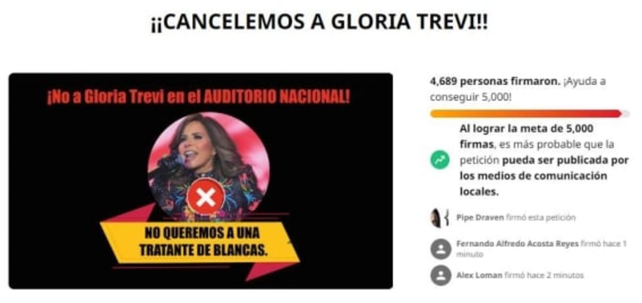 Buscan cancelar a Gloria Trevi para que no se realice su concierto en el Auditorio Nacional 