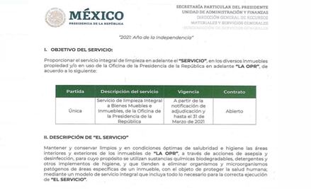 Pese a dicho de AMLO, alistan contrato para limpieza de Palacio Nacional con outsourcing