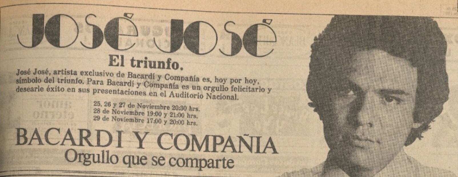 José José en un anuncio de 1981. Hemeroteca EL UNIVERSAL