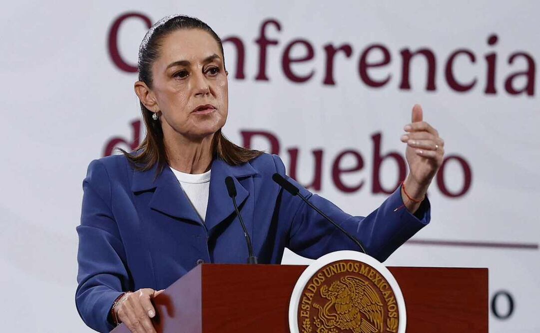 Claudia Sheinbaum, presidenta de México, durante la mañanera del 6 de octubre del 2025. Foto: Berenice Fregoso / EL UNIVERSAL