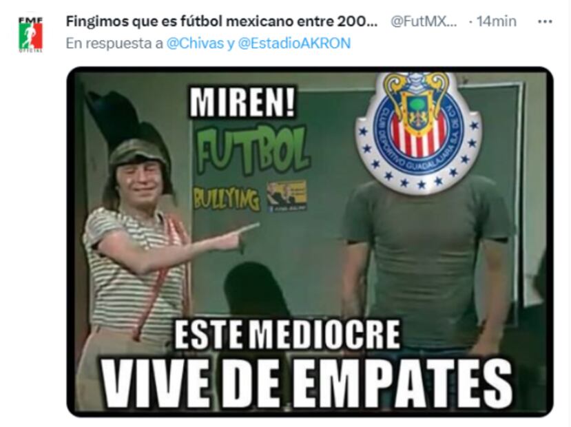 Chivas se salvó de perder contra Querétaro, pero no escapó de los memes