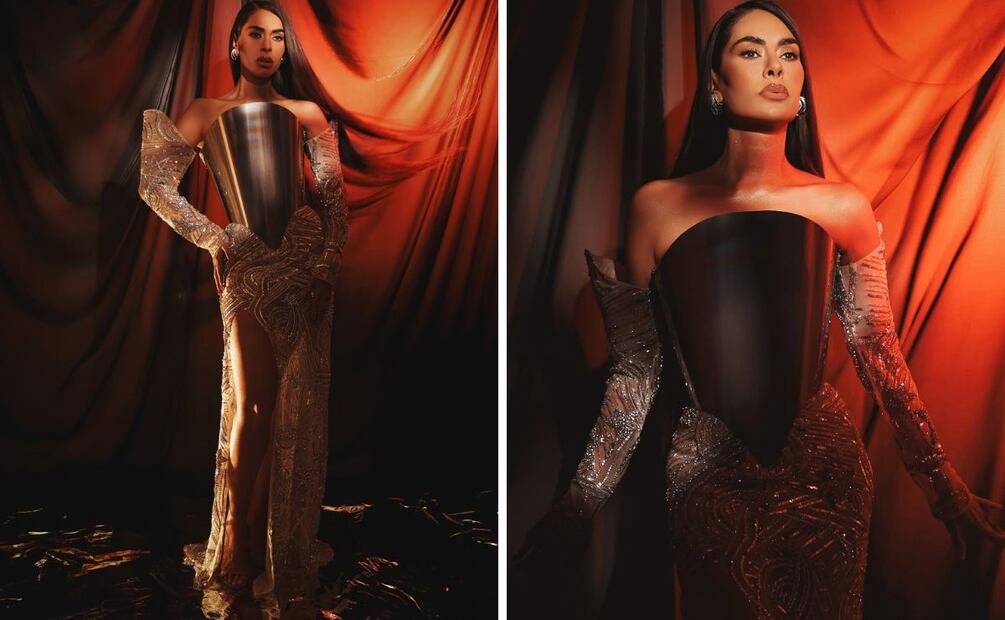 Galilea Montijo luce un vestido con peto metálico. Foto: Instagram @galileamontijo
