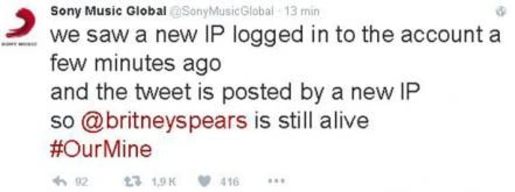 Sony Music sufre hackeo y anuncia muerte de Britney Spears