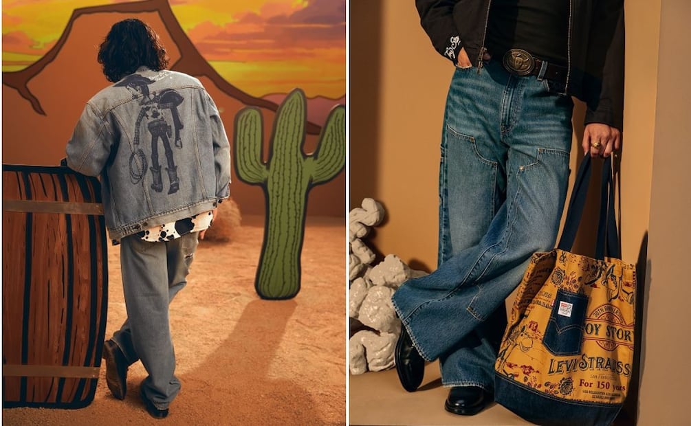 A la derecha, los jeans Levi's x Toy Story Western Flare. Foto: Cortesía