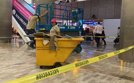 Personal del AICM efectúa reparaciones por afectaciones provocadas por las fuertes lluvias