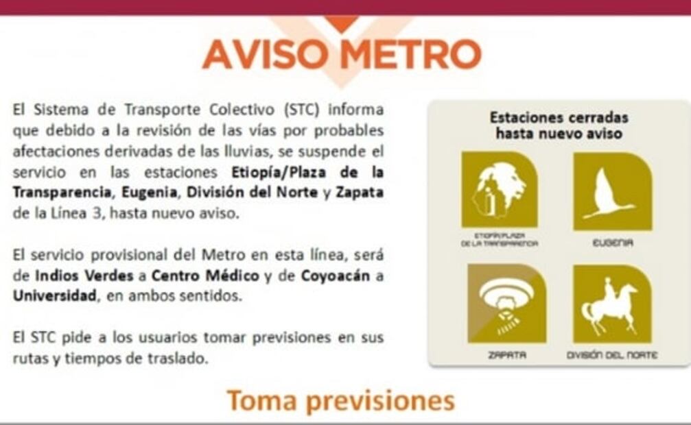 Tras “cascadas” en Metro Zapata, suspenden servicio en 4 estaciones de Línea 3 