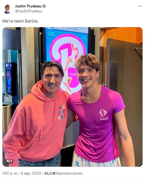 Justin Trudeau y su hijo Xavier. Foto: Twitter
