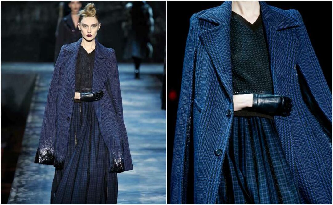 Abrigos largos y amplios de tweed otorgaron elegancia a las modelos