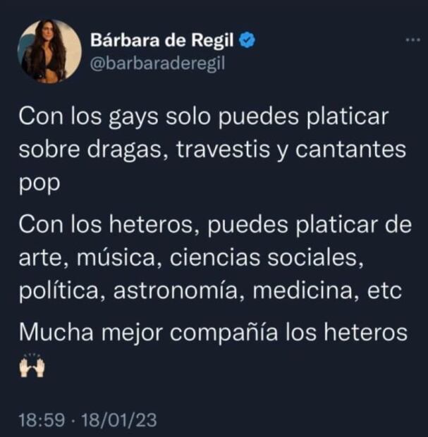 Bárbara de Regil se lanza contra el hate, pero le restriegan su tuit homofóbico