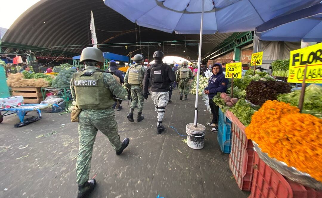 Refuerzan seguridad en la Central de Abastos de Iztapalapa; operativo disuasivo contra delitos de alto impacto. Foto: Juan Carlos Williams