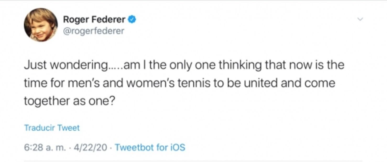 Federer pide una fusión entre el tenis masculino y femenino