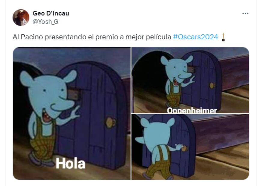 Memes premios Oscar 2024. Foto: Captura de pantalla