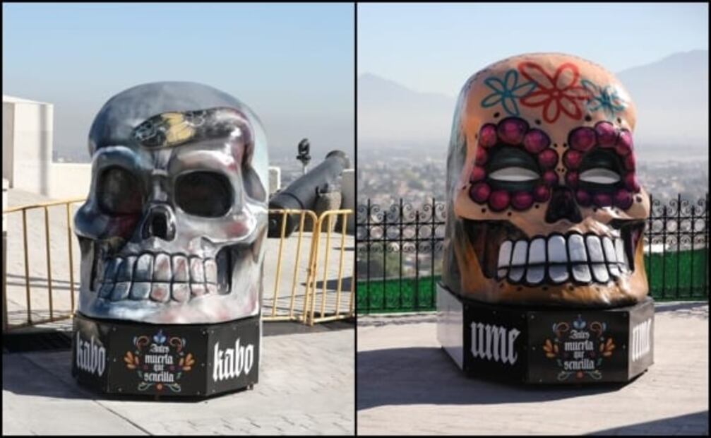Instalan monumental altar de muertos y calaveras gigantes en Saltillo, Coahuila