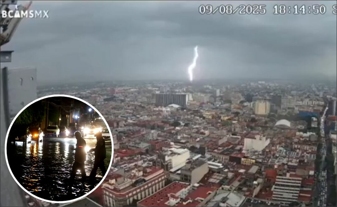 Potente rayo en la capital del país activó sismógrafos en distintas alcaldías. Foto: Captura de pantalla, Webcams de México / Francisco Rodríguez, EL UNIVERSAL