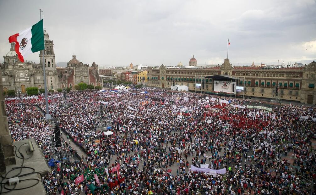 Vista del Zócalo previa al AMLO Fest 2023. Foto: Germán Espinosa/EL UNIVERSAL