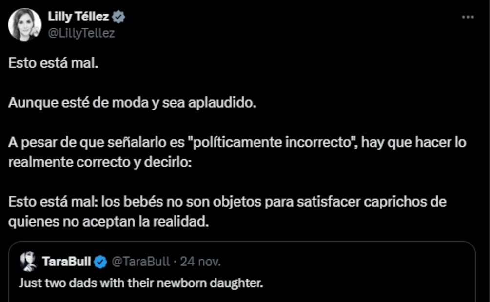 El polémico comentario de Lilly Téllez sobre la adopción en parejas del mismo sexo. Foto: Captura de pantalla