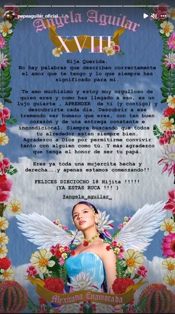 "Ya eres toda una mujercita hecha y derecha": así festeja Pepe Aguilar los 18 de Ángela