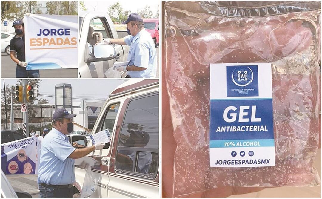 Entrega de gel con el logo de AN. Fotos: Especiales
