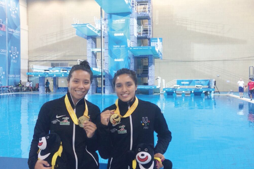 Mélani Hernández y Arantxa Chávez ganan oro en trampolín sincronizado. (ESPECIAL)
