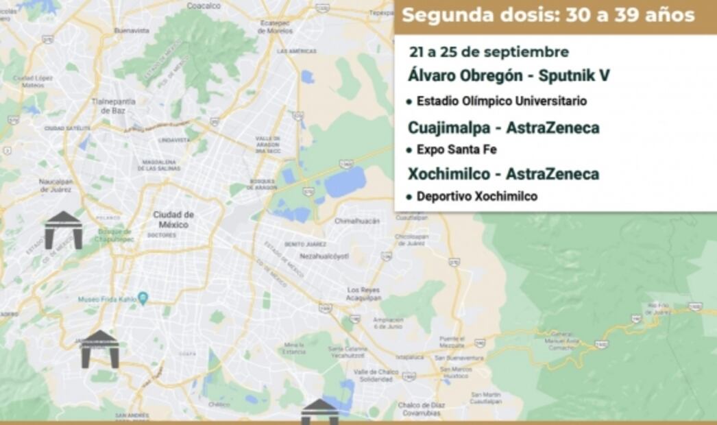 ¿Dónde aplicarán segunda dosis contra Covid en Álvaro Obregón, Cuajimalpa, Xochimilco y GAM?