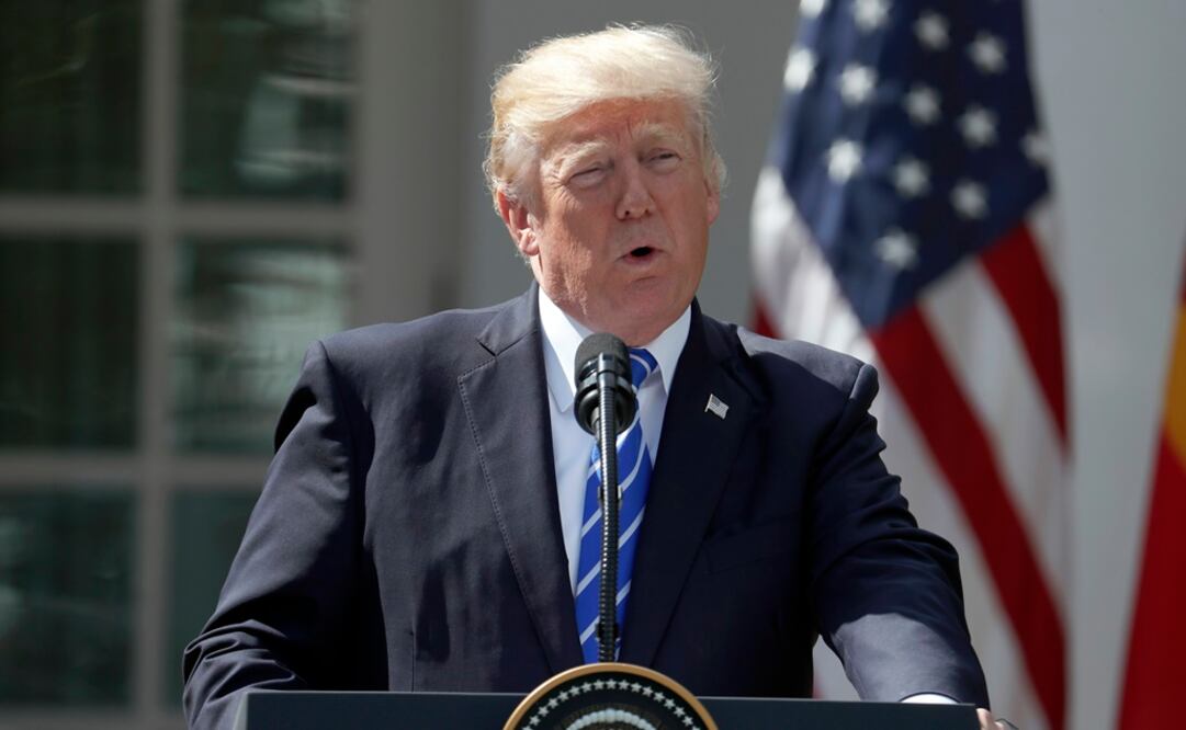 El presidente Donald Trump en una conferencia de prensa con el presidente de gobierno español Mariano Rajoy en la Casa Blanca en Washington (Foto: AP)