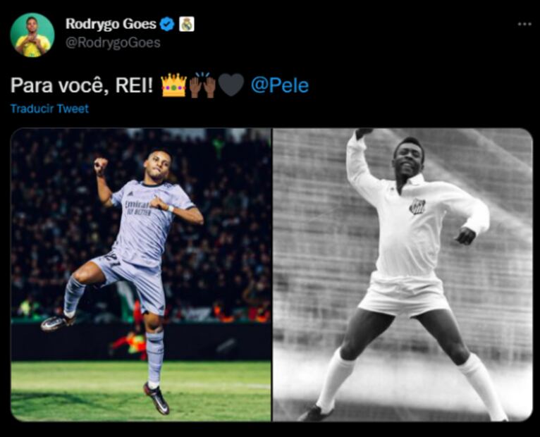 Pelé fue homenajeado por Rodrygo en la victoria del Real Madrid en la Copa del Rey