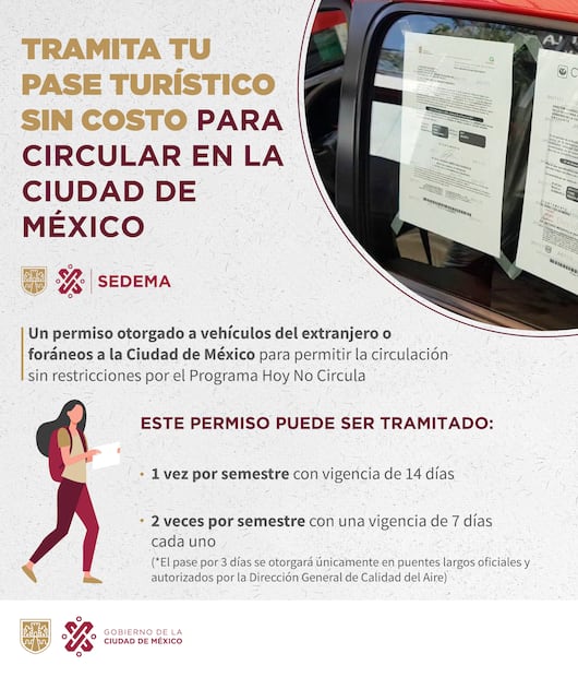 El pase turístico de la CDMX cuenta con ciertas restricciones. Foto: Sedema