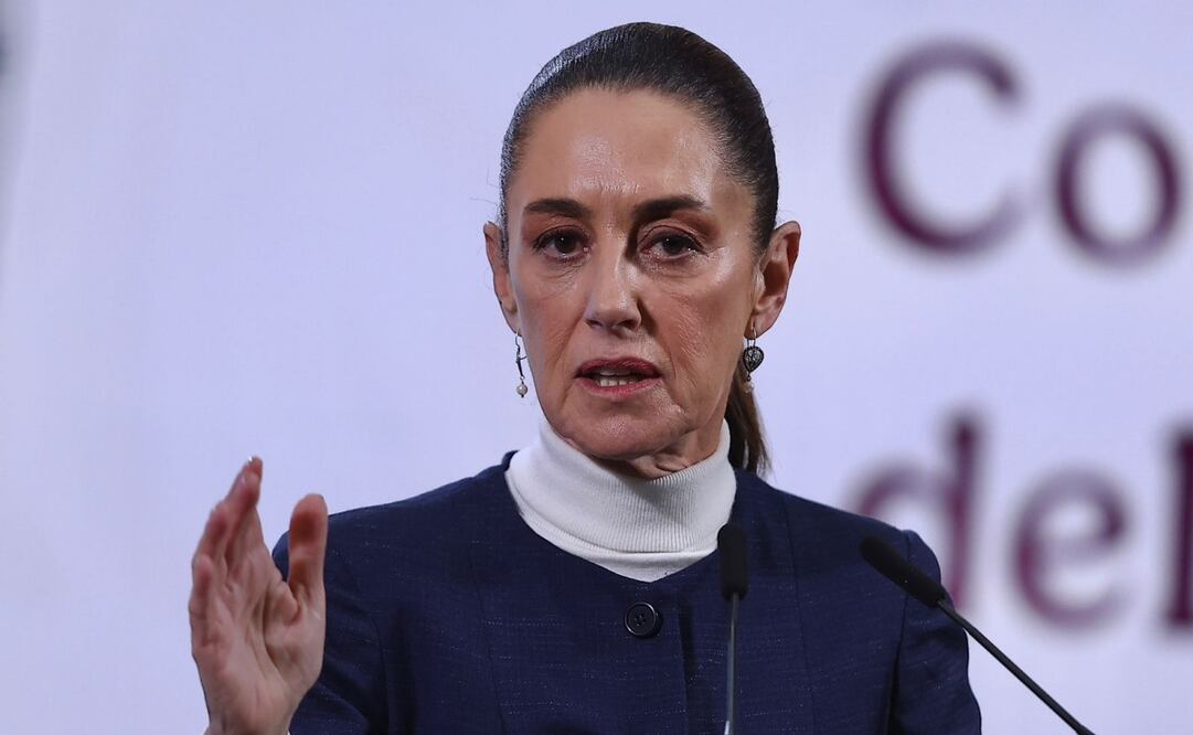 Claudia Sheinbaum, presidenta de México, durante la mañanera del 3 de febrero del 2025 en Palacio Nacional. Foto: Berenice Fregoso  /EL UNIVERSAL