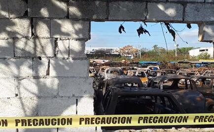 200 vehículos dañados por incendio en corralón de Mérida