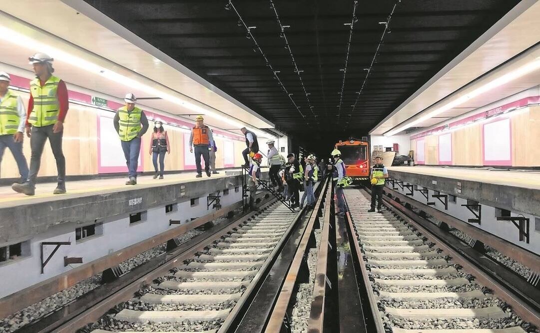 Autoridades detallaron que en el primer tramo de la L1, de Zaragoza a Pino Suárez, se hizo el cambio de balasto, remodelación de vías y sistemas operativos.  Foto: Atenea Campuzano/ EL UNIVERSAL