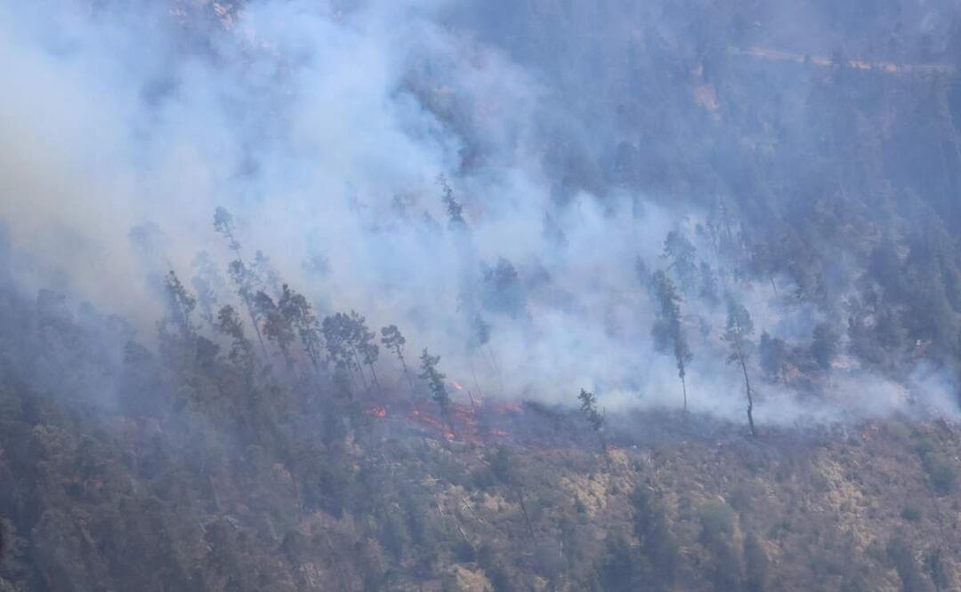 Actualmente más de 54 mil litros de agua se han descargado en el cerro Libres en Puebla (17/04/2025). Foto: Especial