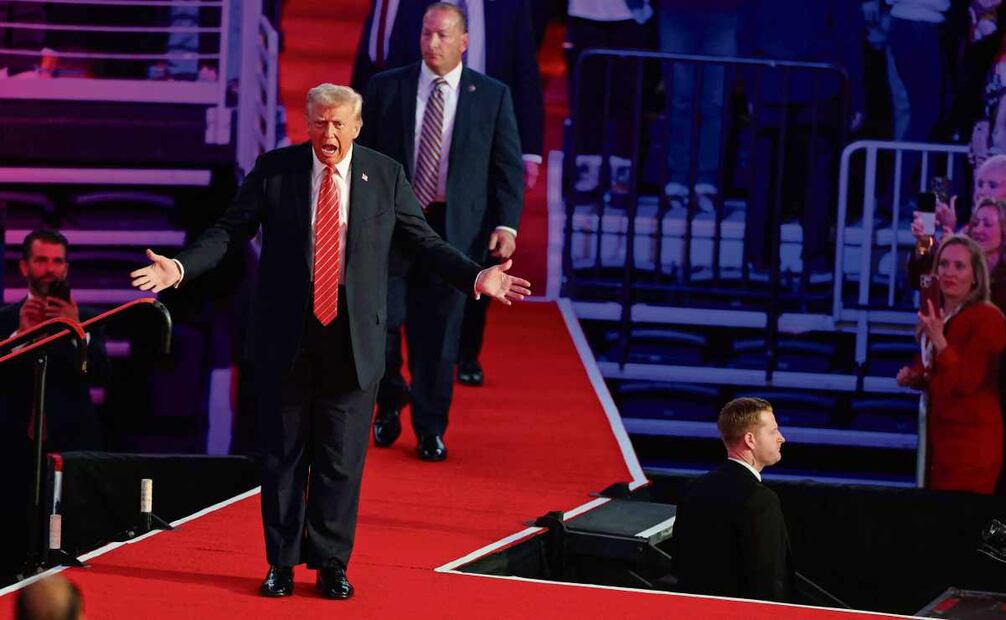 Donald Trump, a su ingreso al Capital One Arena, donde habló ante miles de simpatizantes, en Washington, DC. Foto: AFP (20/01/2025)