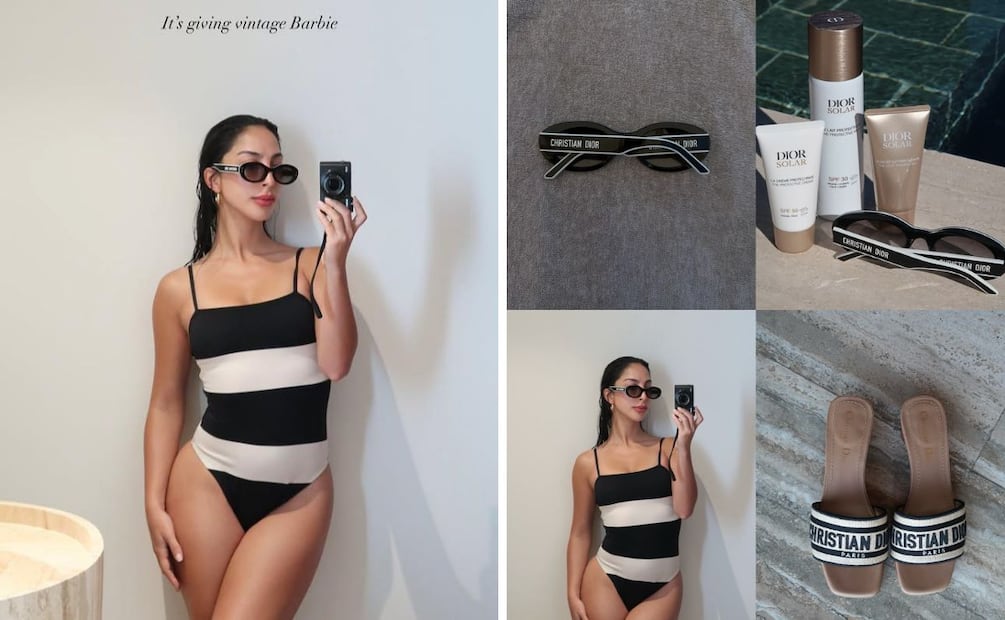 María luce un traje de baño similar al de la primera Barbie. Foto: Instagram @oficialmariachacon