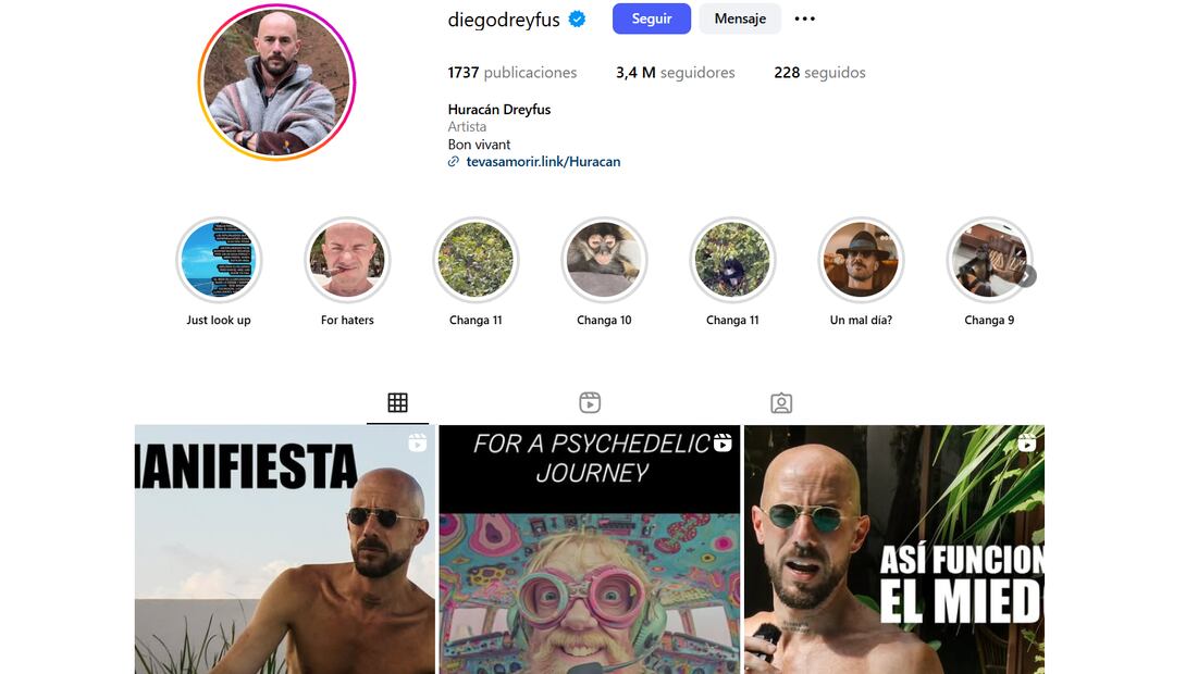 Perfil de Instagram de Diego Dreyfus. Foto: Captura de pantalla