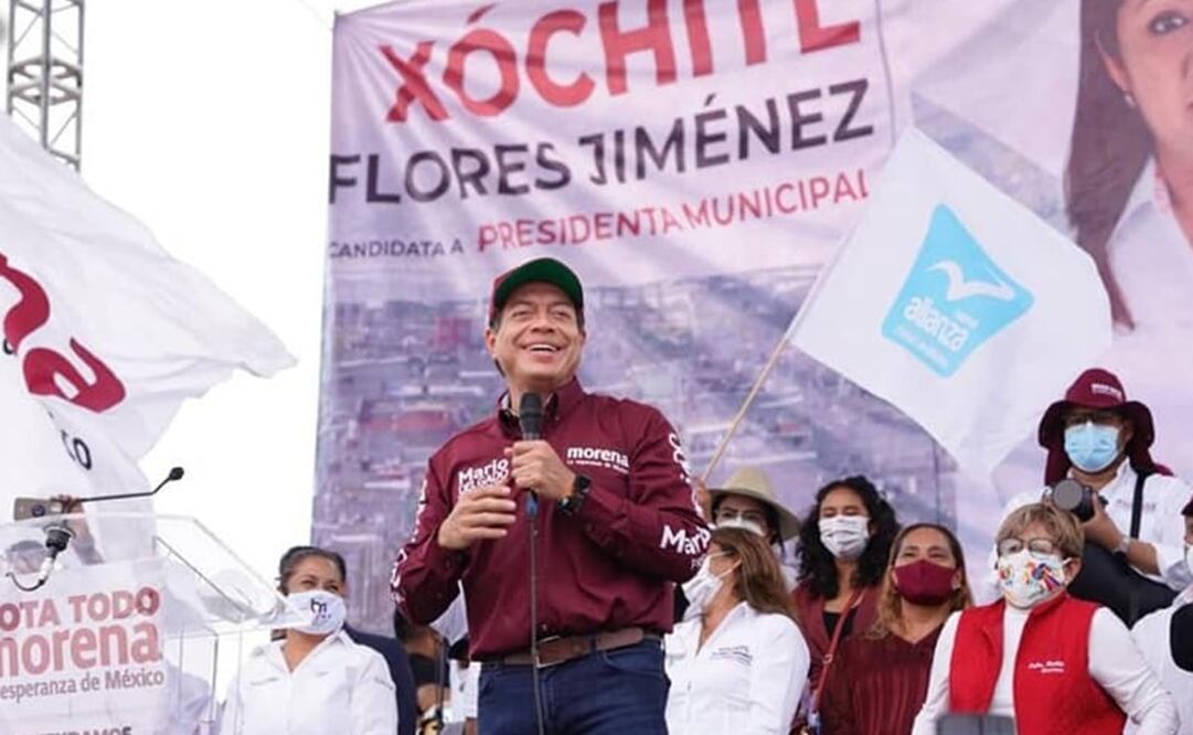 El dirigente de Morena estuvo en un evento de apoyo a candidatos en Chimalhuacán. Foto: Facebook / Mario Delgado Carrillo