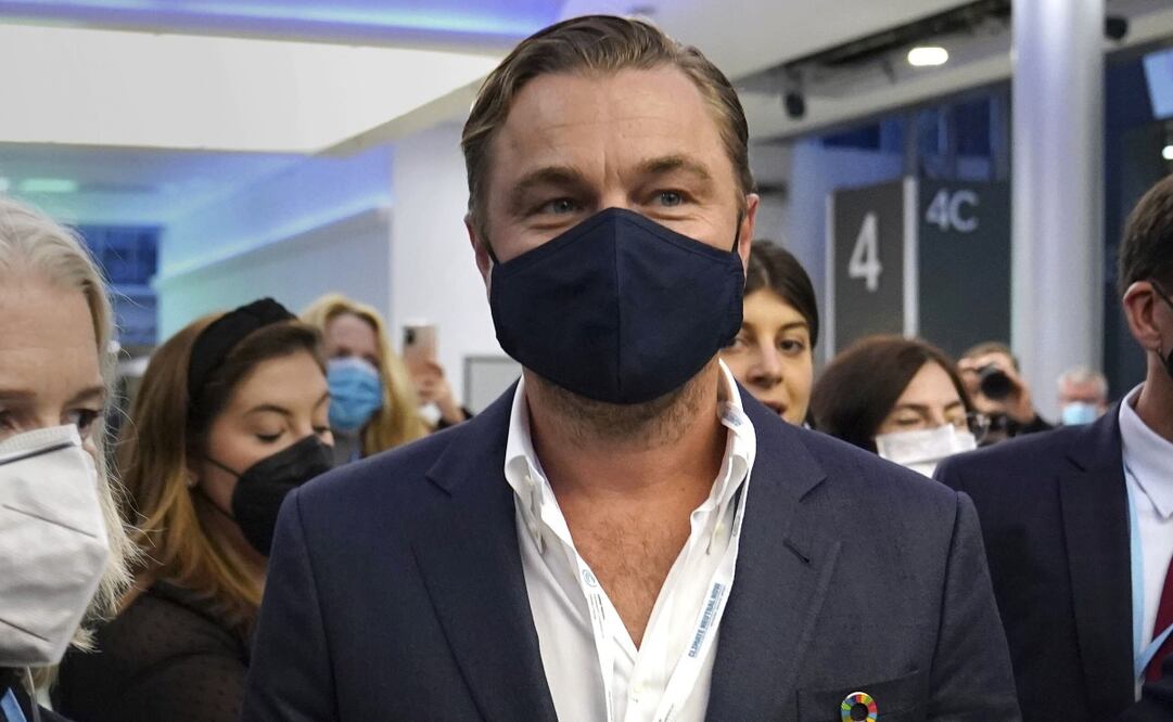 DiCaprio en la Cumbre sobre el cambio climático COP26 de la ONU en Glasgow. Foto: AP