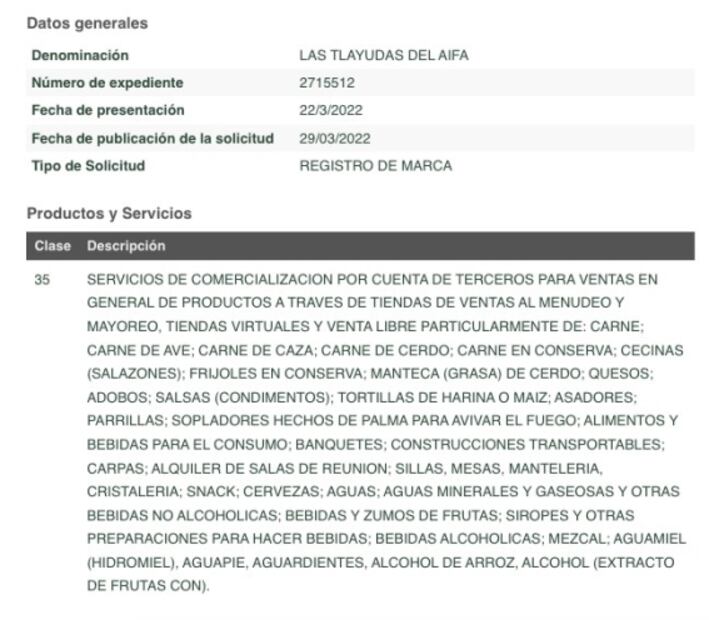 ¿Y la señora de las tlayudas? Empresarios quieren registrar “Las Tlayudas del AIFA” para explotar la marca