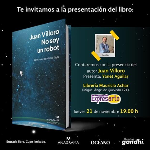 El escritor estará acompañado por Yanet Aguilar, coeditora de la sección Cultura de EL UNIVERSAL.