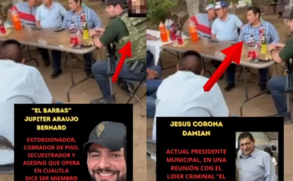 Captan reunión de alcaldes de Morelos con “El Barbas”, líder de célula del Cártel de Sinaloa (18/02/2025). Foto: Captura de video