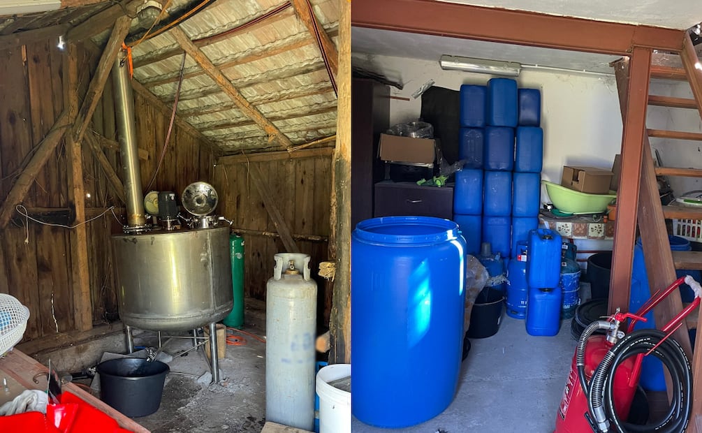 Aseguran metanfetamina líquida y productos químicos utilizados para producir esta droga en Polonia (06/09/2025). Foto: Policía de Polonia