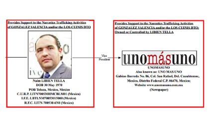 U.S. links Unomásuno newspaper to Los Cuinis