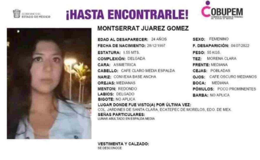 Monserrat Juárez Gómez ficha de búsqueda. Foto: Especial
