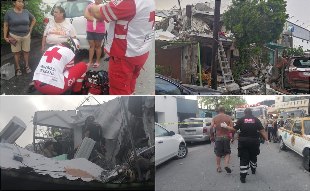 Explosión en Nuevo León deja 5 lesionados y daños en viviendas. Fotos: Protección Civil del Estado
