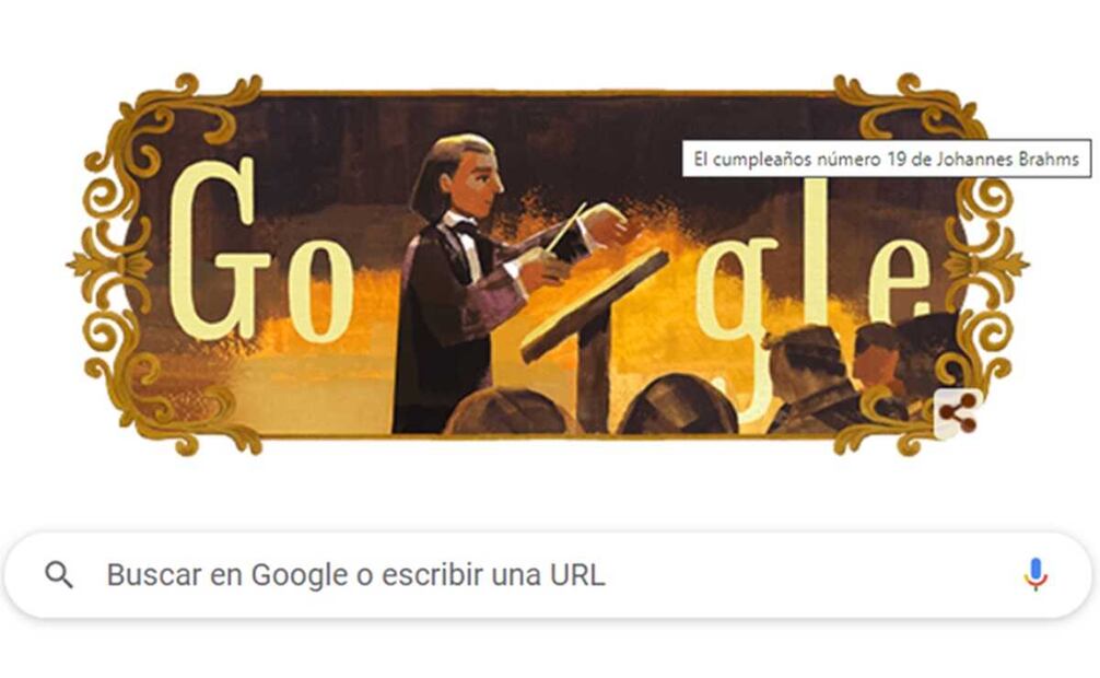 Error en la descripción del doodle dedicado al pianista Johannes Brahms. Foto: captura de pantalla