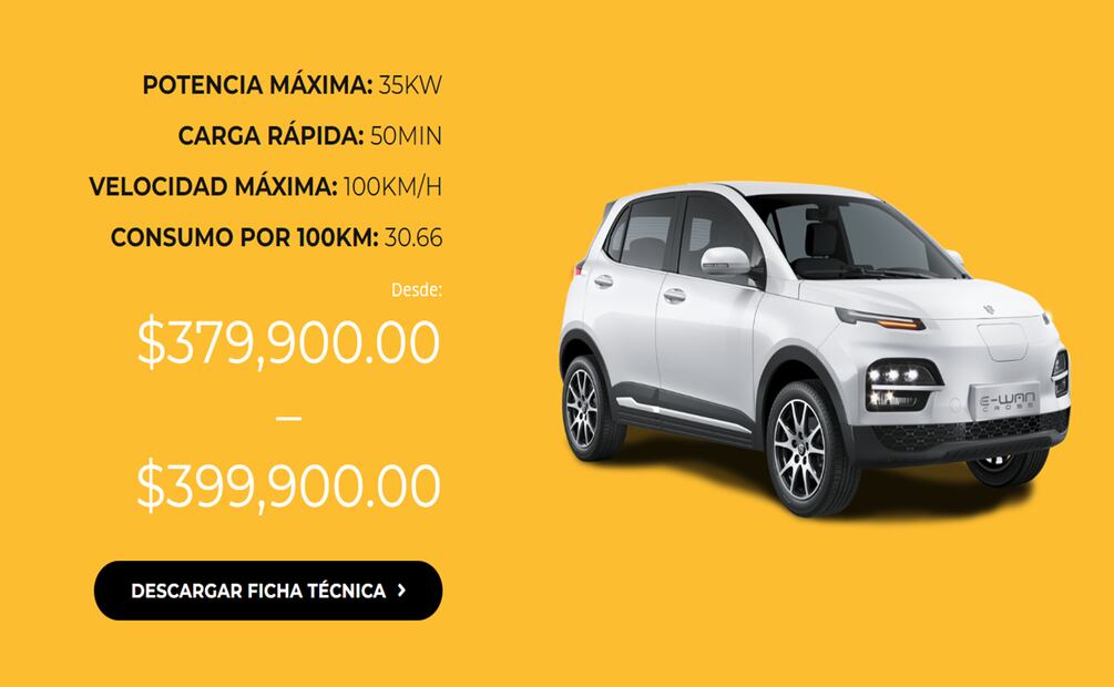 SEV lanzó al mercado el auto eléctrico que es considerado el más barato en México. Foto: SEV